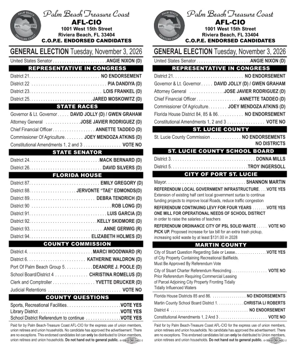 PBTC AFL-CIO Mid-Term Palm Card